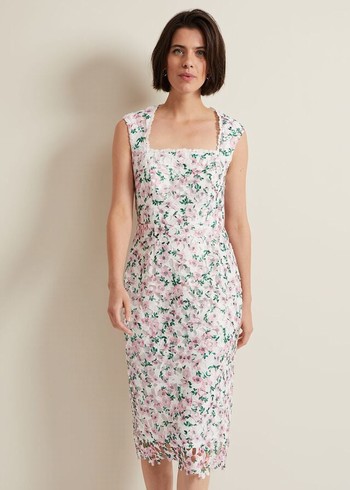 Phase Eight Diana Floral Lace Dress Multicolor Canada | GVHNUJ-807